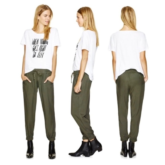 Aritzia Pants - TALULA Aritzia Los Feliz Pants, Army Green, Rayon Joggers, Size Small